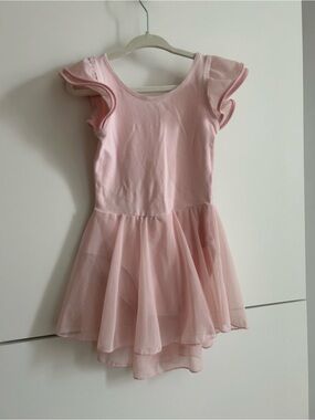 Girls Pink Ballet Tutu Dress with Ruffle Sleeves - Size 110 (US 5)